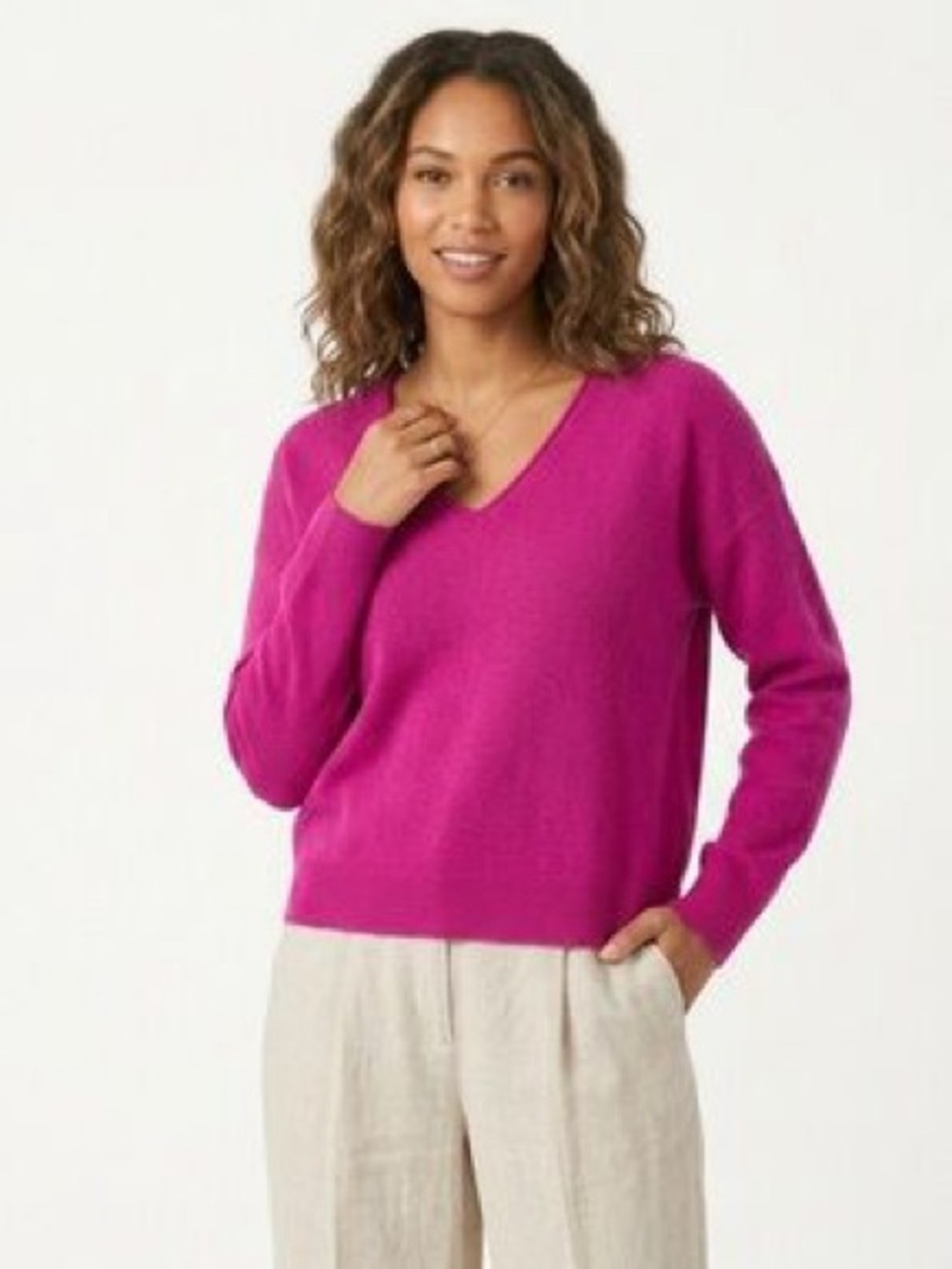 Sundance 100% Cashmere V Neck Ribbed Sweater Sz L Purple Soft Cozy Romantic